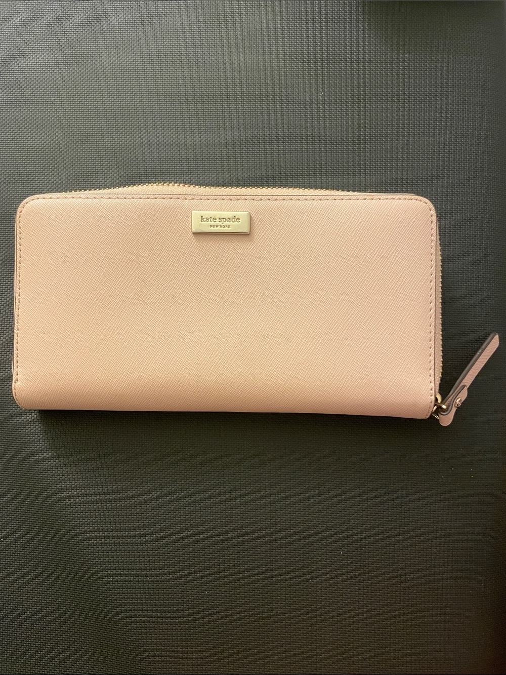 kate spade Pale Blush Pink Zip Wallet with Gold Logo